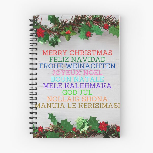 Item preview, Merry Christmas In Nine Languages, English, Spanish, German, French, Italian, Hawaiian, Swedish, Irish, and Samoan designed and sold by JoesCornerStore.