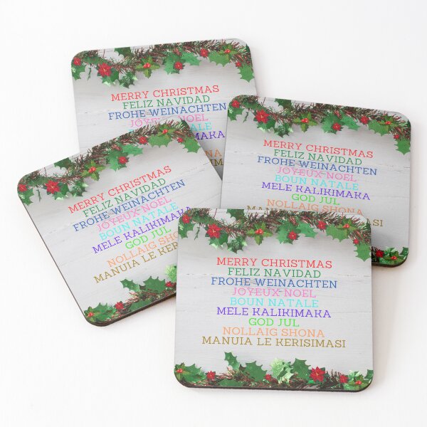 Item preview, Merry Christmas In Nine Languages, English, Spanish, German, French, Italian, Hawaiian, Swedish, Irish, and Samoan designed and sold by JoesCornerStore.