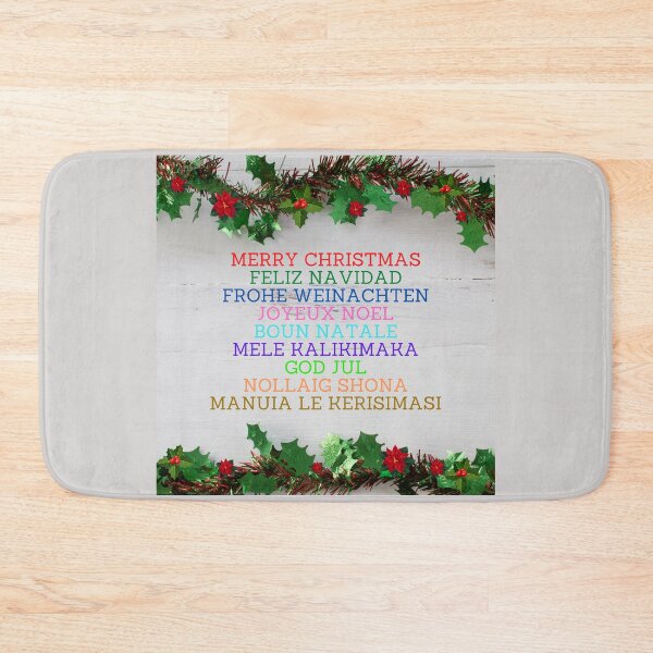 Item preview, Merry Christmas In Nine Languages, English, Spanish, German, French, Italian, Hawaiian, Swedish, Irish, and Samoan designed and sold by JoesCornerStore.