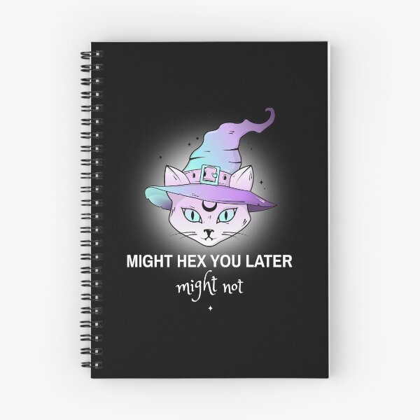 Item preview, Might Hex You Might Not - Pastel Goth Witch Cat White Text designed and sold by SpookyCupcake.