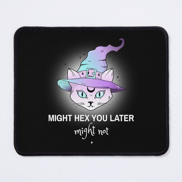 Item preview, Might Hex You Might Not - Pastel Goth Witch Cat White Text designed and sold by SpookyCupcake.