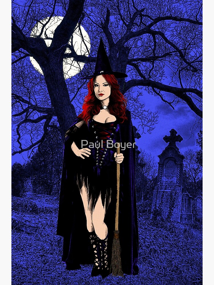 Spooky Sexy Cemetery Witch Pin Up Design Photographic Print By Sigilsorcery Redbubble 9229