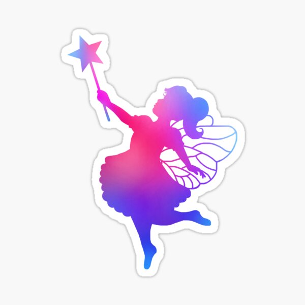 Item preview, Pink to Blue Ombre Fairy Girl Silhouette designed and sold by Deborah Camp.