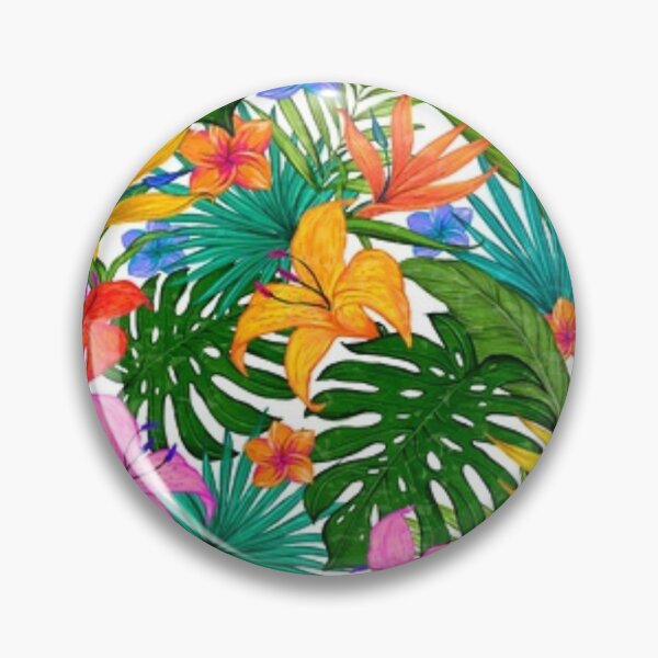 Item preview, Hawaii Tropical Exotic Green Leaves with Hibiscus Flowers Pattern, Tropical Leaves and Flowers Pattern designed and sold by silviaol.