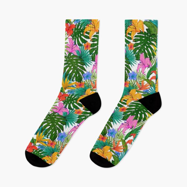 Item preview, Hawaii Tropical Exotic Green Leaves with Hibiscus Flowers Pattern, Tropical Leaves and Flowers Pattern designed and sold by silviaol.