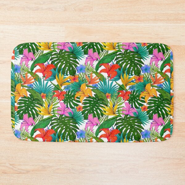Item preview, Hawaii Tropical Exotic Green Leaves with Hibiscus Flowers Pattern, Tropical Leaves and Flowers Pattern designed and sold by silviaol.