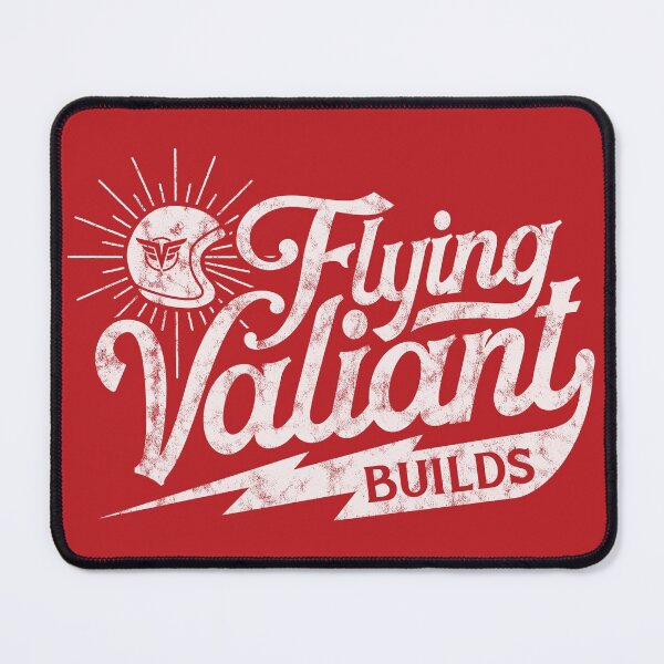 Item preview, Flying Valiant Builds (Biker Style - White on Red - Worn) designed and sold by Justin Ellis.