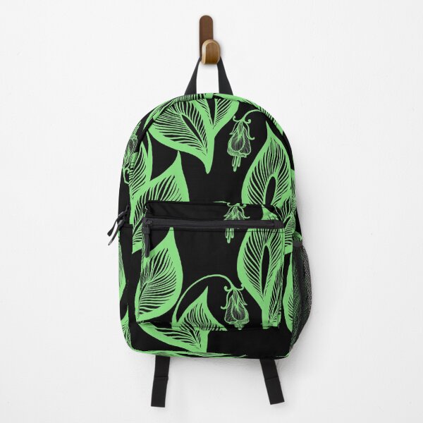 Item preview, green leaf fine line pattern on dark green background designed and sold by MandalaFlowerArt.