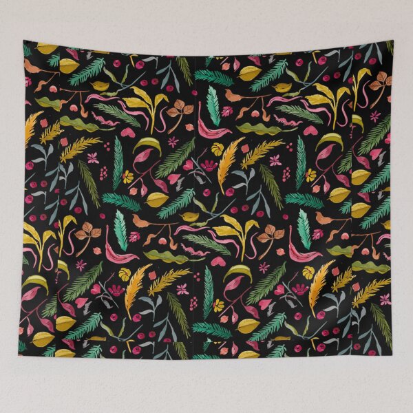 Item preview, Abstract Fall Autumn Pattern - Pine Branches, Berries, Leaves, Fall Botanical Mixed Pattern designed and sold by silviaol.