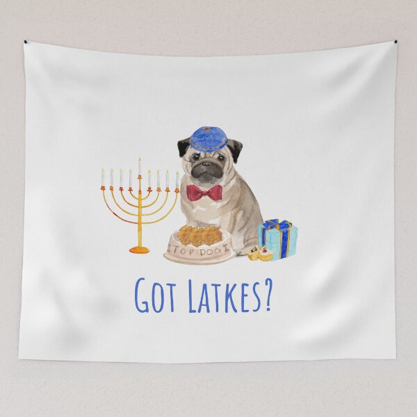 Item preview, Got Latkes? Cute Hanukkah Pug Celebrates Hanukkah  designed and sold by thekosherhub.
