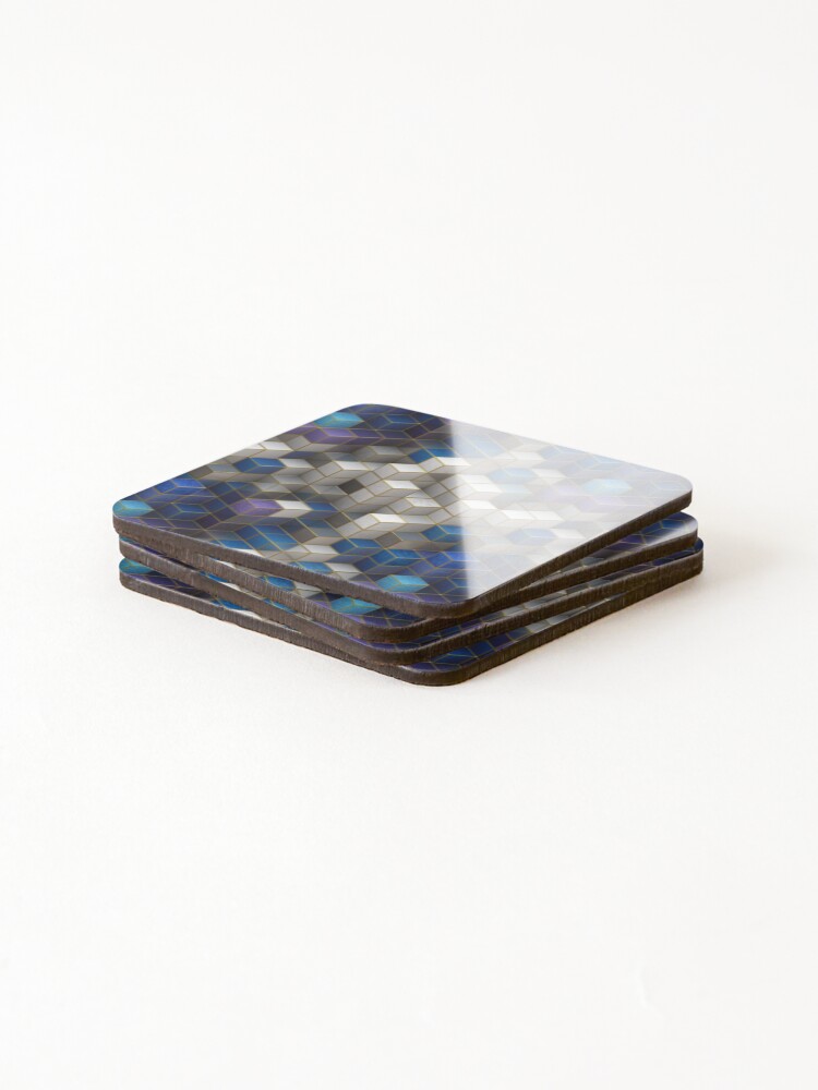 Thumbnail 4 of 5, Coasters (Set of 4), Three-dimensional Cubes Pattern designed and sold by RafaelLima7.
