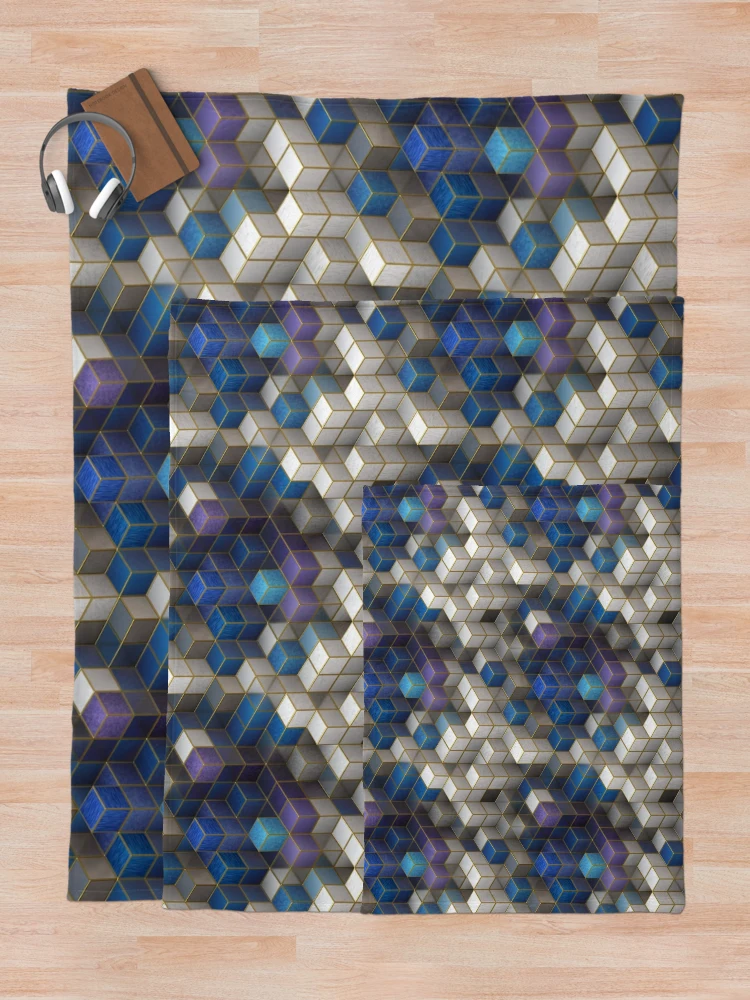 Thumbnail 5 of 6, Throw Blanket, Three-dimensional Cubes Pattern designed and sold by RafaelLima7.