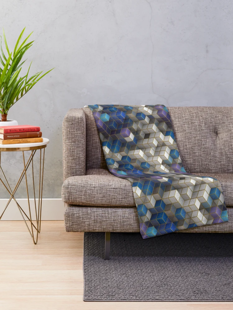Thumbnail 2 of 6, Throw Blanket, Three-dimensional Cubes Pattern designed and sold by RafaelLima7.