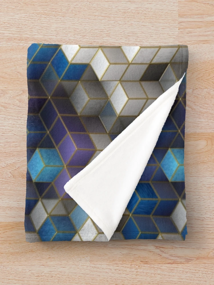 Thumbnail 3 of 6, Throw Blanket, Three-dimensional Cubes Pattern designed and sold by RafaelLima7.