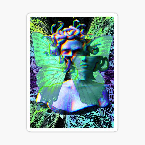 Trippy Medusa Glitch Art Sticker