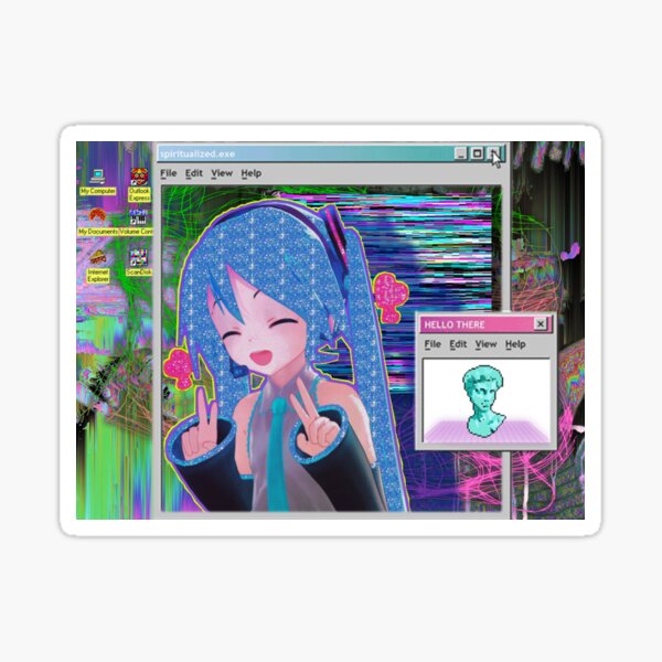 Trippy Hatsune Miku Vaporwave Windows Edit Sticker