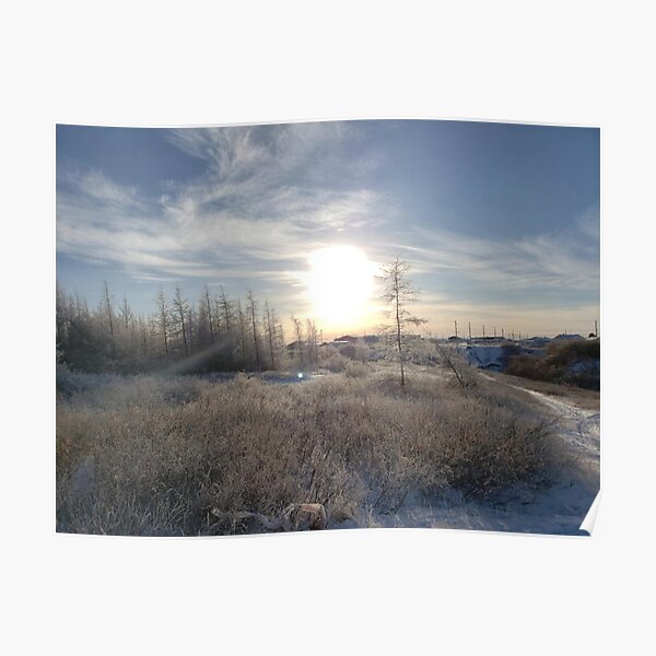 "Sun rising over a frosty land in Kuujjuaq, Nunavik" Poster for Sale by