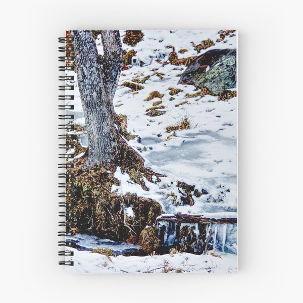 Item preview, Base of a tree by the stream in winter with ice and snow designed and sold by celinebisson.