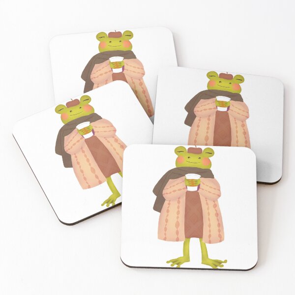 Item preview, Karla the frog in the fall drinking coffee designed and sold by jadefujiwara.