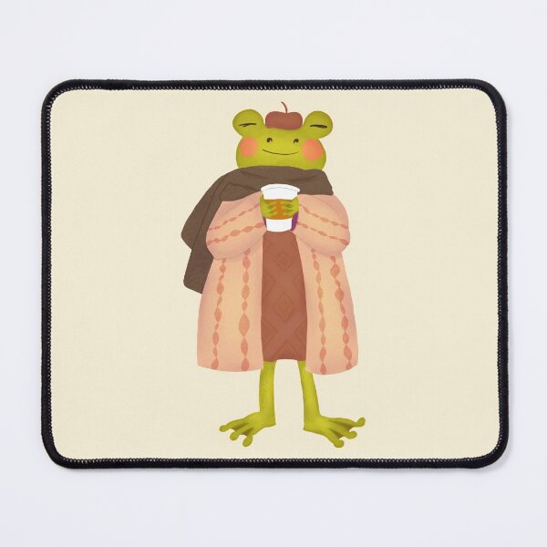 Item preview, Karla the frog in the fall drinking coffee designed and sold by jadefujiwara.