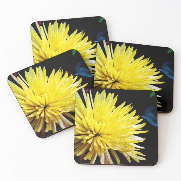 Item preview, Close-up of a yellow flower and black background designed and sold by celinebisson.