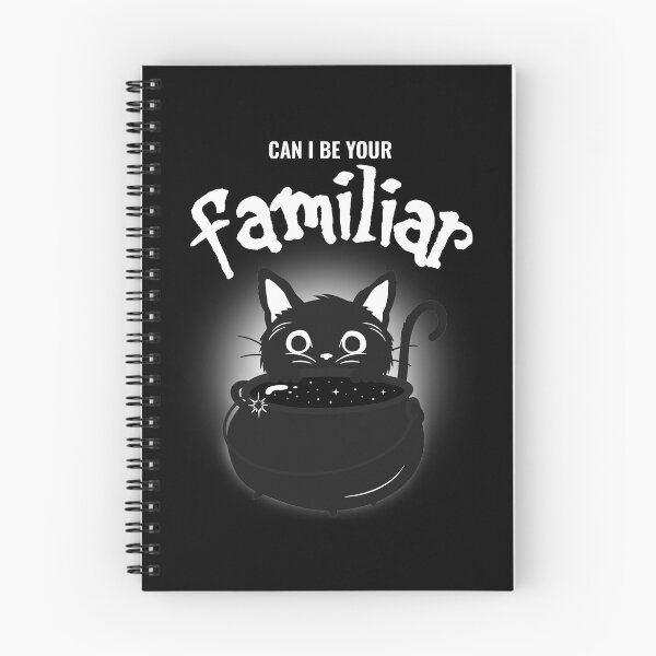 Item preview, Can I Be Your Familiar - Black Cat Witchy Cauldron White Text designed and sold by SpookyCupcake.