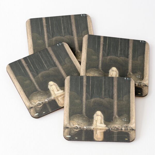 Item preview, Princess Tuvstarr gazing down into the dark waters of the forest tarn_John Bauer (illustrator)  Swedish painter and illustrator (1882-1918) designed and sold by HomeGallery.
