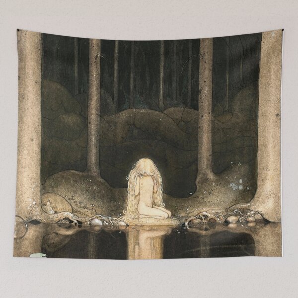 Item preview, Princess Tuvstarr gazing down into the dark waters of the forest tarn_John Bauer (illustrator)  Swedish painter and illustrator (1882-1918) designed and sold by HomeGallery.