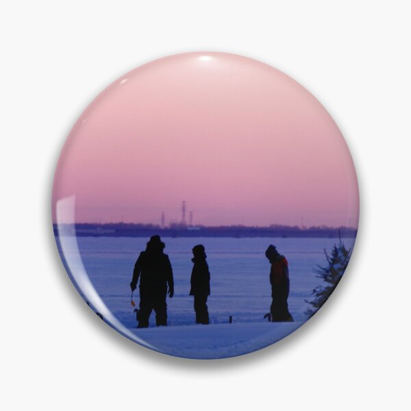 Item preview, Ice fishing at sunset on the frozen lake. designed and sold by celinebisson.