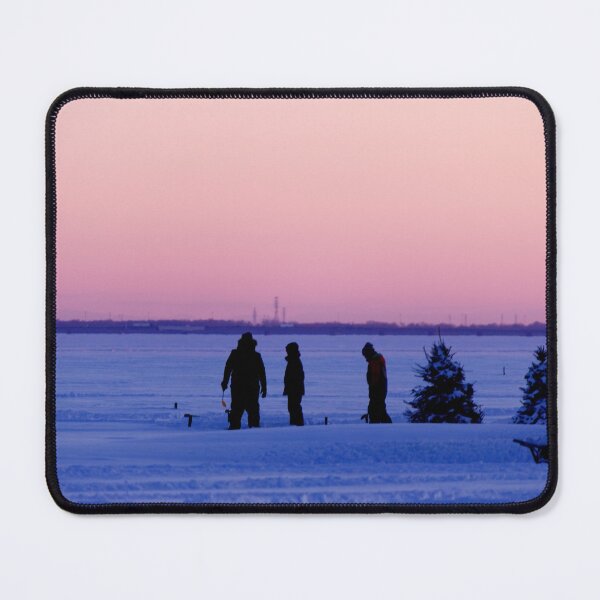 Item preview, Ice fishing at sunset on the frozen lake. designed and sold by celinebisson.
