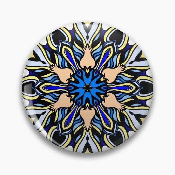 Item preview, creamy and blue mandala pattern designed and sold by MandalaFlowerArt.