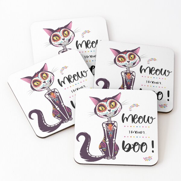 Item preview,  Meow, I mean.. Boo! Mexican cute Cat skull designed and sold by Marybble.