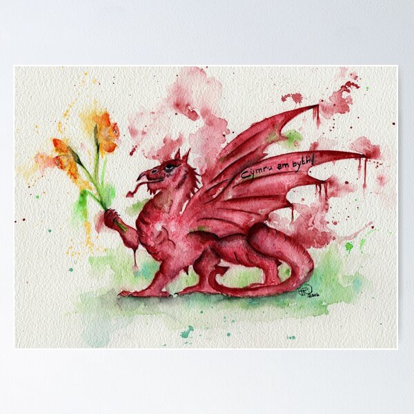 Item preview, Welsh Dragon Watercolour designed and sold by TRichardsonArt.