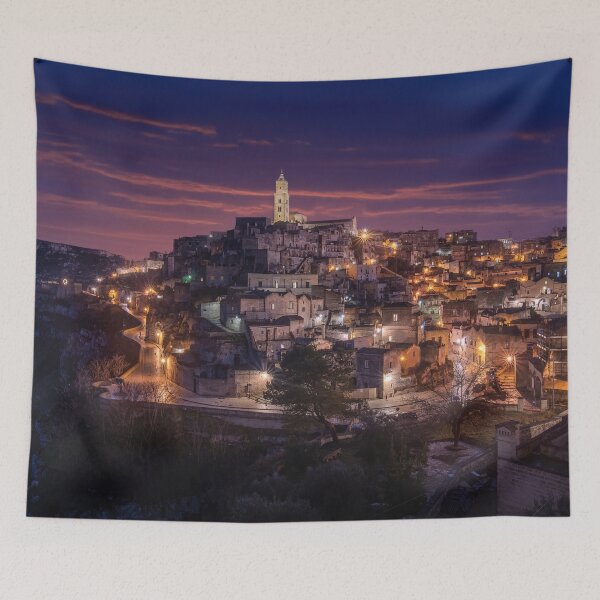 Item preview, Matera, Basilicata, Italy at night designed and sold by mitzobs.