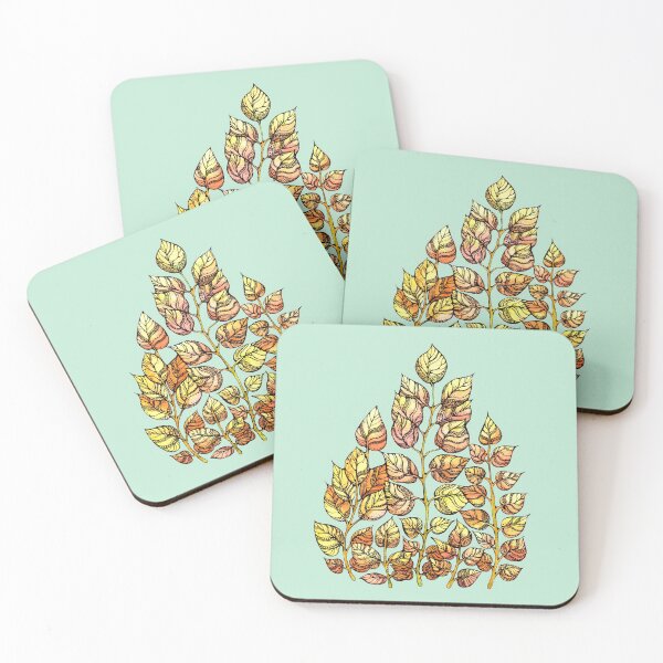 Item preview, Hand drawn watercolor  golden leaves designed and sold by MandalaFlowerArt.
