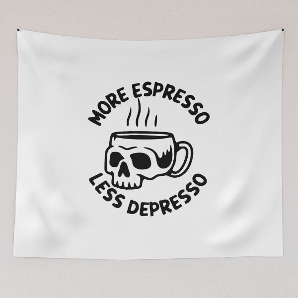 Item preview, More Espresso Less Depresso, Skull Coffee Cup, Black designed and sold by anghelapparel.