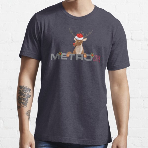 Metro Cafe Christmas Reindeer Santa Hat Essential T-Shirt