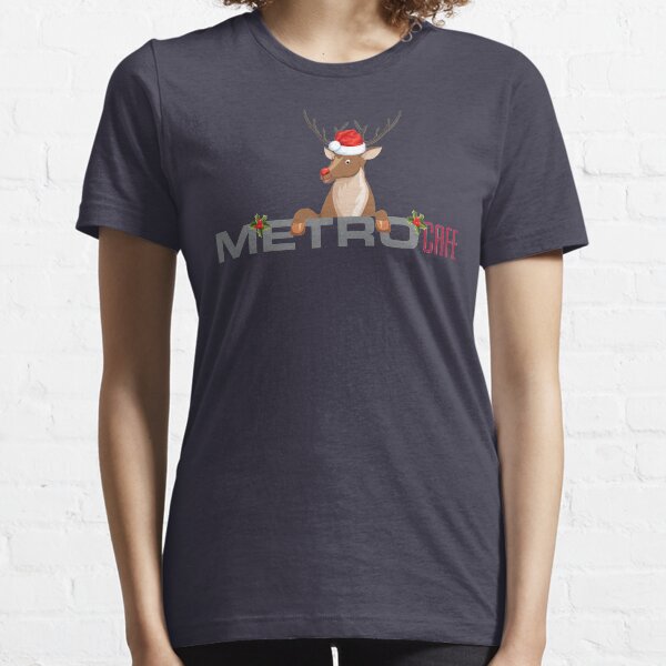 Metro Cafe Christmas Reindeer Santa Hat Essential T-Shirt