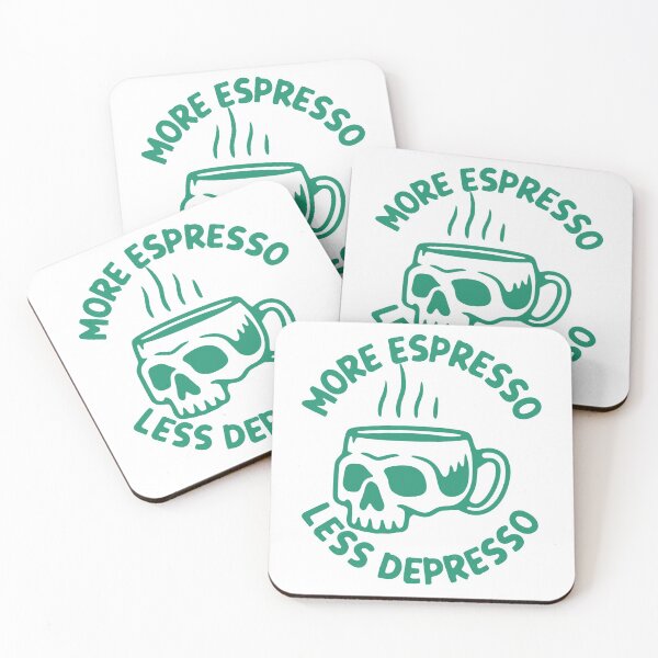 Item preview, More Espresso Less Depresso, Skull Coffee Cup, Green designed and sold by anghelapparel.
