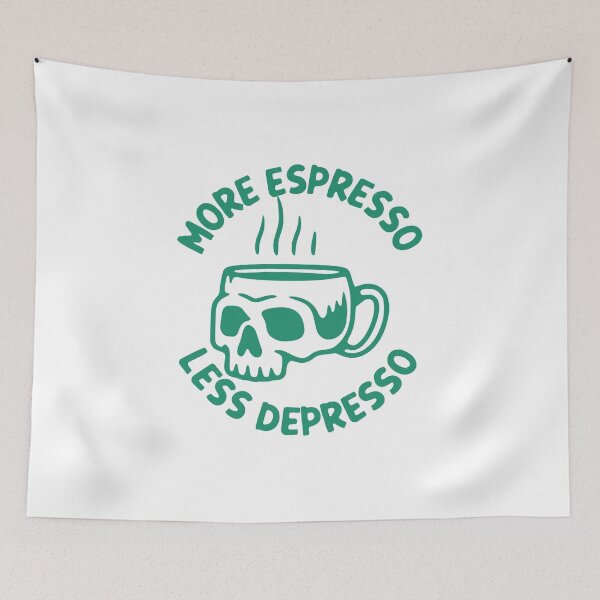 Item preview, More Espresso Less Depresso, Skull Coffee Cup, Green designed and sold by anghelapparel.