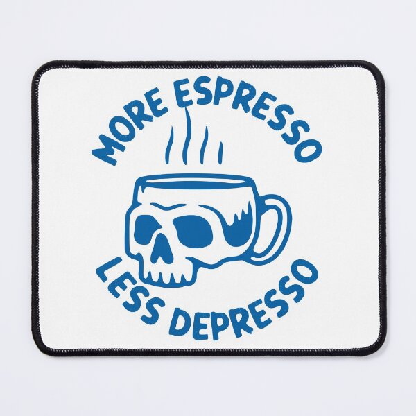 Item preview, More Espresso Less Depresso, Skull Coffee Cup, Blue designed and sold by anghelapparel.