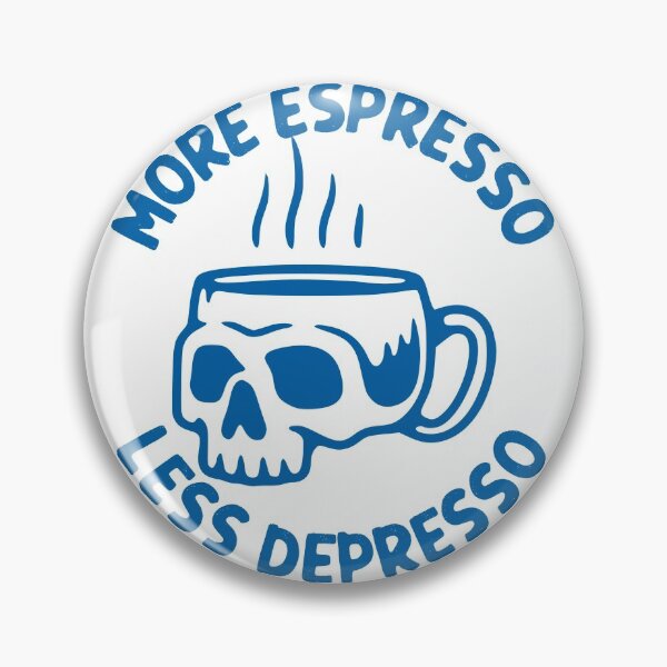 Item preview, More Espresso Less Depresso, Skull Coffee Cup, Blue designed and sold by anghelapparel.