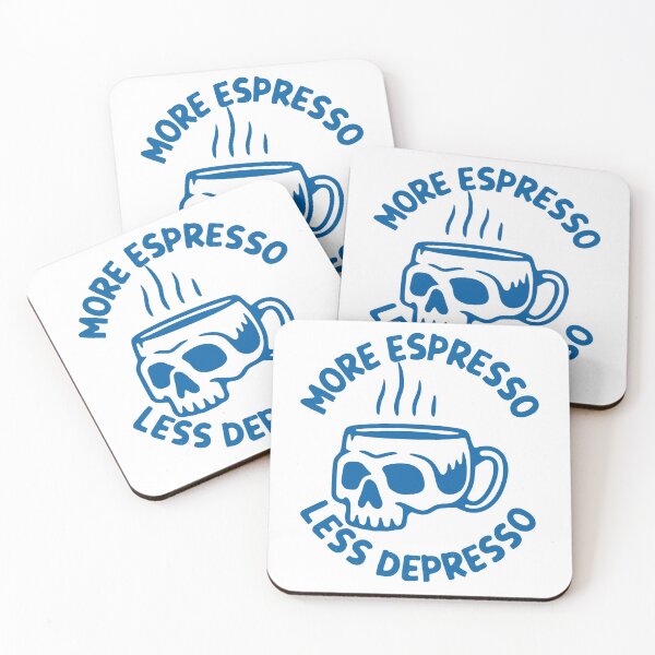 Item preview, More Espresso Less Depresso, Skull Coffee Cup, Blue designed and sold by anghelapparel.