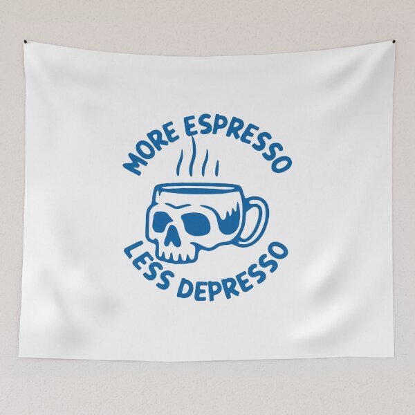 Item preview, More Espresso Less Depresso, Skull Coffee Cup, Blue designed and sold by anghelapparel.