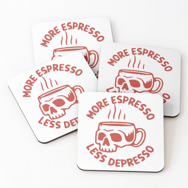 Item preview, More Espresso Less Depresso, Skull Coffee Cup, Red designed and sold by anghelapparel.