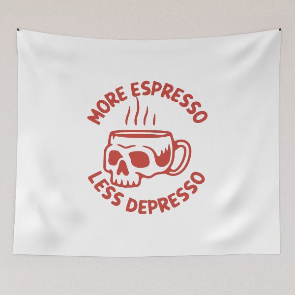 Item preview, More Espresso Less Depresso, Skull Coffee Cup, Red designed and sold by anghelapparel.