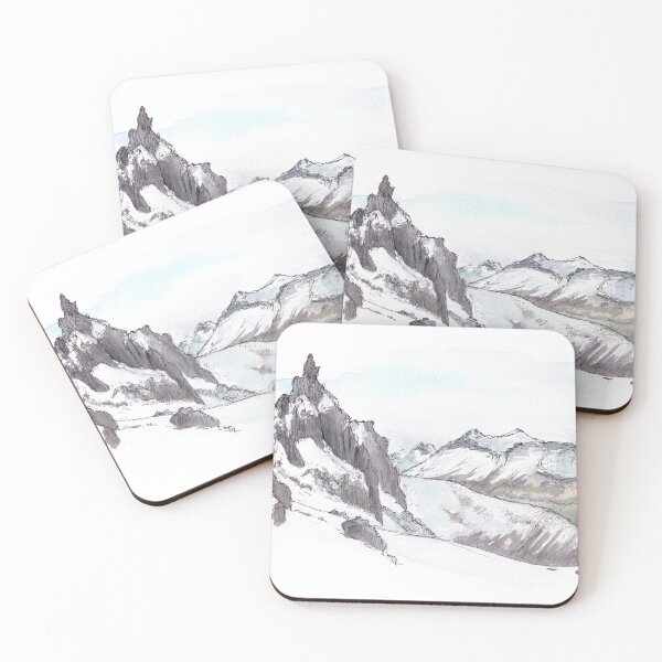 Artikelvorschau, Mt Earnslaw mit Peak 1552 – Scott Basin Aquarell entworfen und verkauft von Tom Napper Design.