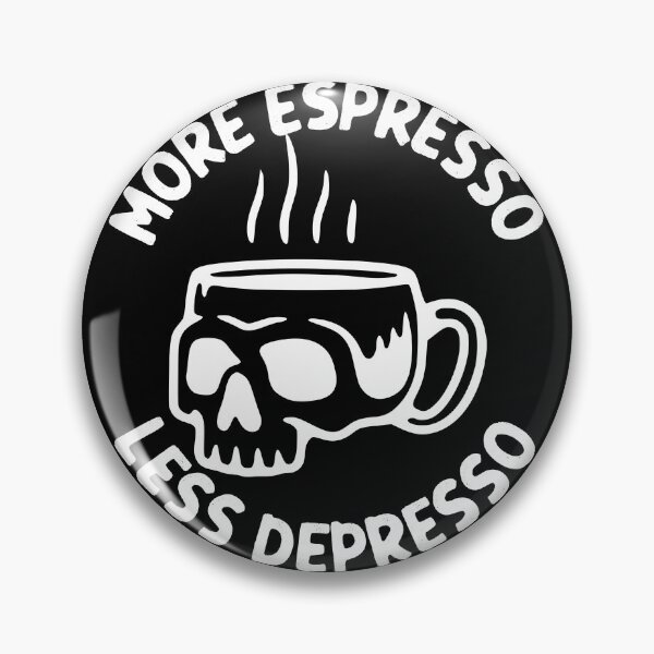 Item preview, More Espresso Less Depresso, Skull Coffee Cup, White designed and sold by anghelapparel.