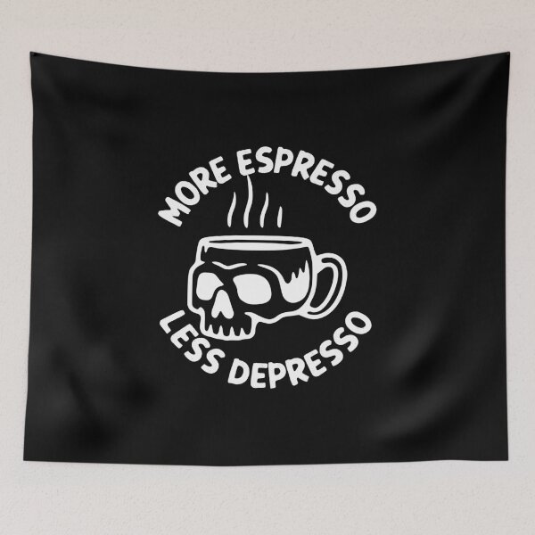 Item preview, More Espresso Less Depresso, Skull Coffee Cup, White designed and sold by anghelapparel.