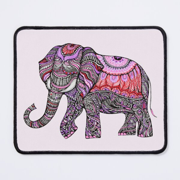 Item preview, zentangle elephant on the light orchid background designed and sold by MandalaFlowerArt.
